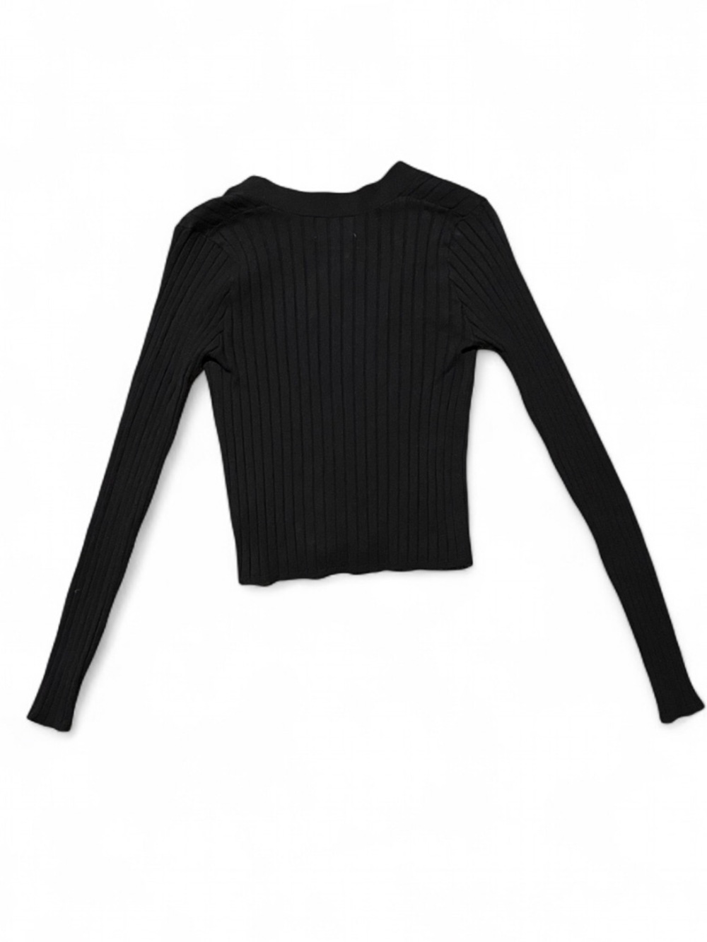 Black Ribbed Button Cardigan - Picture 4 of 7